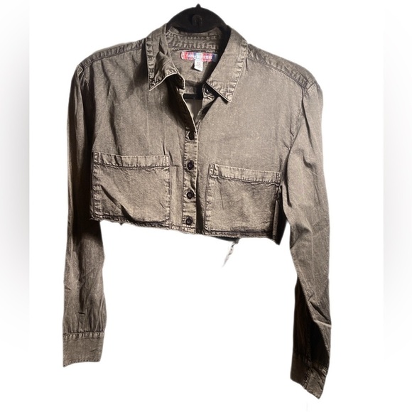 Urban outfitters BDG Davidson cutout button down cropped denim jacket XS - Picture 2 of 6